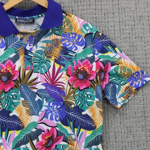 PJ Paul Jones Polo Shirt Mens Small S Multicolor Floral Pattern Short Sleeve NWT - Picture 3 of 10